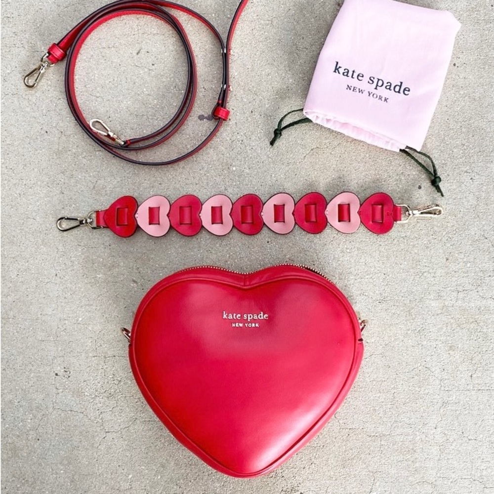 3D Plush Kate Spade Bag/ Heart Handle and Crossbody Straps Detachable/ Like New